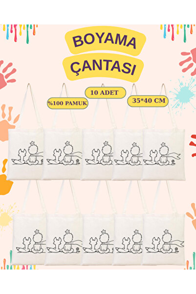 Cemira 10 Adet Büyük Boy Boyanabilir Çanta - Küçük Prens Boyama Çantası - Çoc...