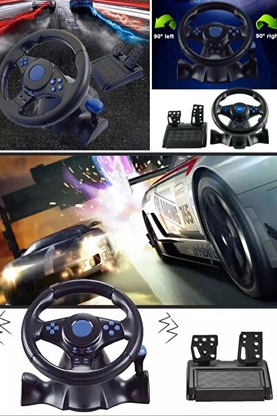 Munico Pedallı 180 Derece Dönüş Abs Oyun Titreşim Yarış Direksiyon Simidi Ps4...
