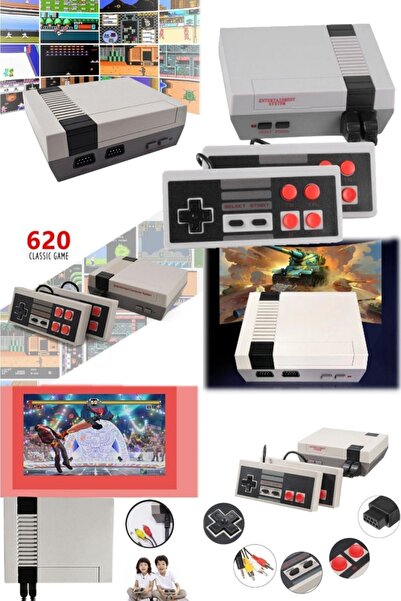 Munico Çift Kollu Retro Video Oyun Konsolu Mini Tv El Oyunu Oynatıcı Iki Kişilik Klasik 620 Farklı Oyun