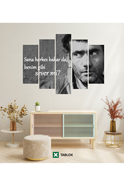 TABLOX 5 Parça Yılmaz Güney Sinema Devrimci Kült Film Dekoratif MDF Tablo Seti