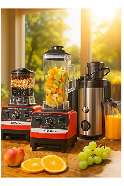 TOSCANA U 3 في 1 مجموعة عصارة كهربائية سعة 600 مل وقوة 800 واط و خلاط متعدد ا...