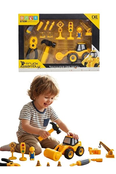 Premium مجموعة ألعاب شاحنة البناء للأطفال مع أدوات وملحقات مرورية، لعبة تعليم...