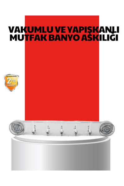 ELİZ BERRA MODA Vacuum and Adhesive Kitchen Bathroom Hanger with 5 Compartmen...