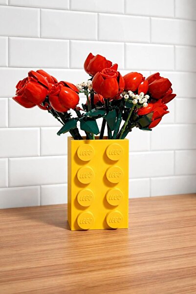 Üçüncü Boyut Baskı Dünyası مزهرية زخرفية بتصميم مكعبات بناء - مزهرية صغيرة لل...