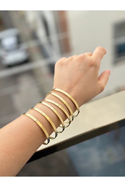 ZAYORA AKSESUAR Gold Renk Çelik Ajda Bilezik ‘2li Set