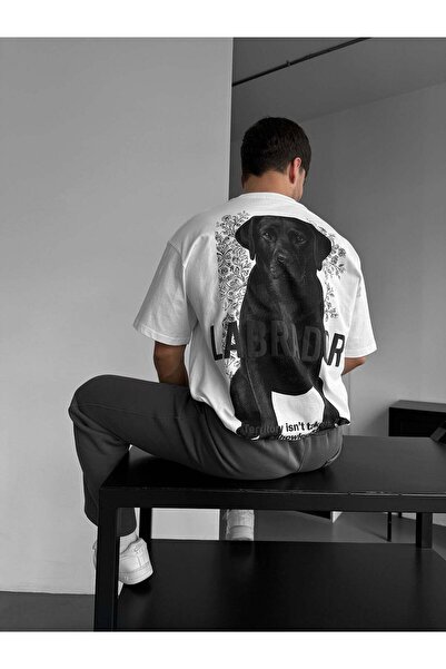 elkumoda تي شيرت مطبوع عليه شكل حيوان لابرادور قصة فضفاضة - تي شيرت مصنوع من ...