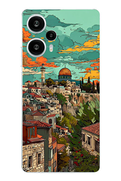 TechTree حافظة سيليكون متوافقة مع POCO F5 لفلسطين الحرة وقبة الصحراء مطبوع