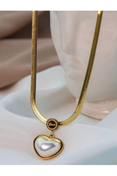 ANGELSS JEWELLERY White Stone Heart Steel Necklace