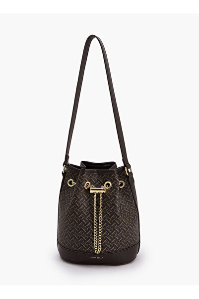 Flora Bella by Shoexpress Monogram Print Bucket Bag with Pouch