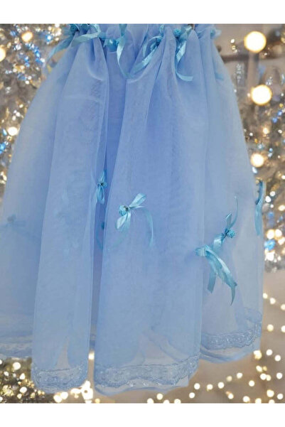 OBSIDION Decor CRISTELNITA - din tulle - fundite - albastru deschis