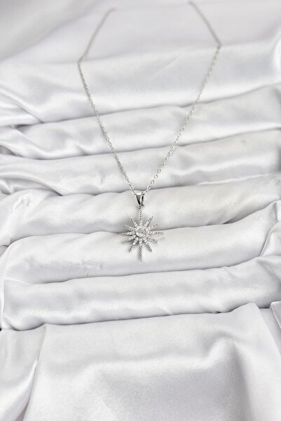 Lisinya سلسلة فولاذية 316L فضية اللون على شكل نجمة القطب مع حجر الزركون - قلا...