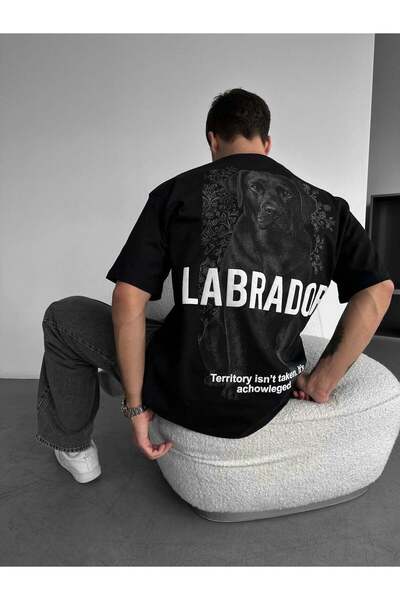 elkumoda تي شيرت مطبوع عليه شكل حيوان لابرادور قصة فضفاضة - تي شيرت مصنوع من ...