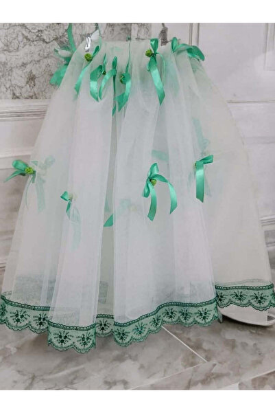 OBSIDION Decor CRISTELNITA - din tulle - fundite - alb - verde