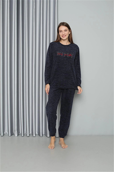 mtm My The Mall Polar Women's Pajama Set Navy Blue