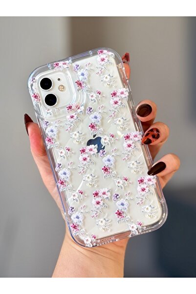 MİRAZ TASARIM حافظة حماية من الصدمات بتصميم زهور مقطوعة بالليزر لهاتف آيفون 11