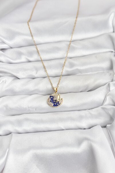 Lisinya سلسلة فولاذية 316L ذهبية اللون طراز ليلي مرصعة بحجر الزركون للنساء -