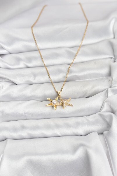 Lisinya سلسلة من الفولاذ 316L باللون الذهبي على شكل نجم البحر موديل زركون ستو...