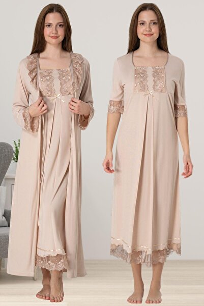 ByLohusa Effortt Set de cămașă de noapte maro pentru maternitate și postpartum