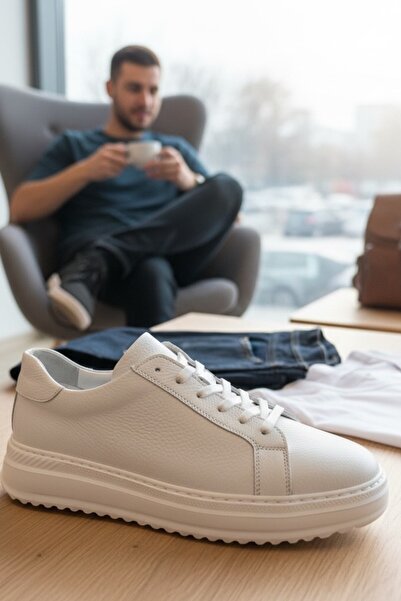 enoch Enoch Genuine Leather Daily Thick Sole Men's Sneaker Comfort Serrated Sole