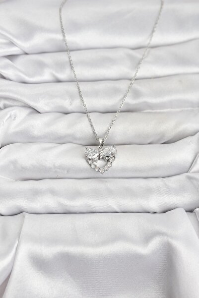 Lisinya سلسلة فولاذية 316L فضية اللون على شكل قلب وفيونكة مرصعة بحجر الزركون ...