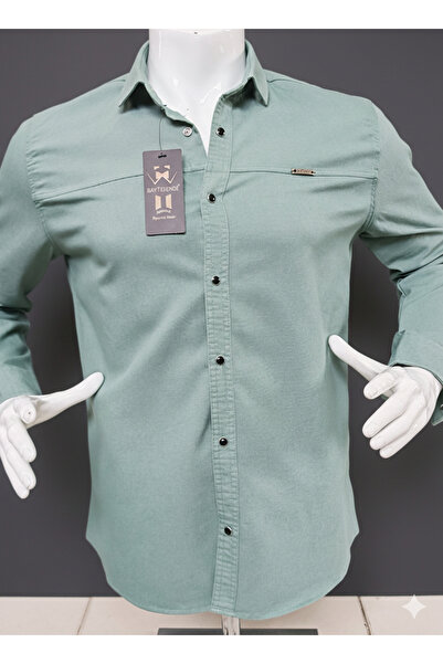 BAYEFENDİ Kot gömlek likralı çıtçıt düğmeli