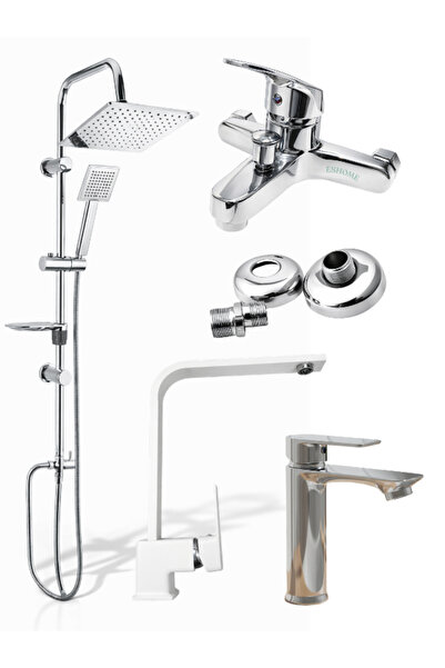 ESHOME Dörtlü Sabit Banyo Lavabolu Mutfak Bataryalı Banyo Bataryalı Tepe Duş ...