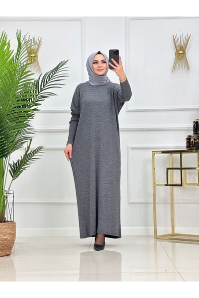 Summer Store Esila Hair Knitted Tricot Hijab Dress