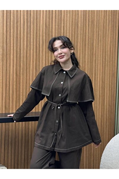 Cardella Flounced Collar Gabardine Double Suit – with Elastic Waist Pants, Hi...