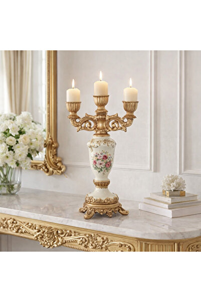 Vi Markets حامل شموع فاخر بثلاثة أذرع مصمم على الطراز الأوروبي الكلاسيكي