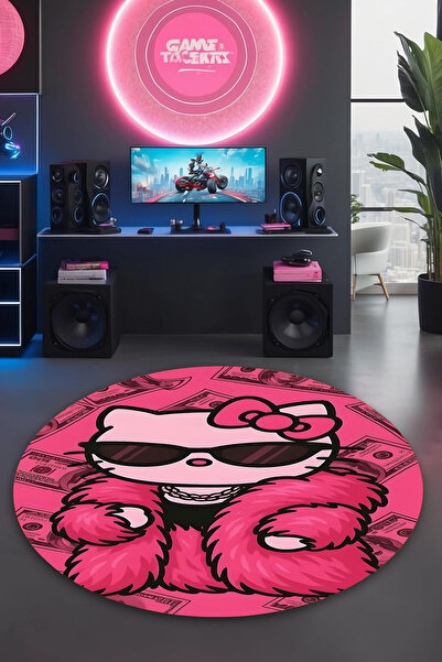 Reyhani Hello Kıtty H2 Desenli Kaymaz Taban Makinede Yıkanabilir Banyo Gamıng...