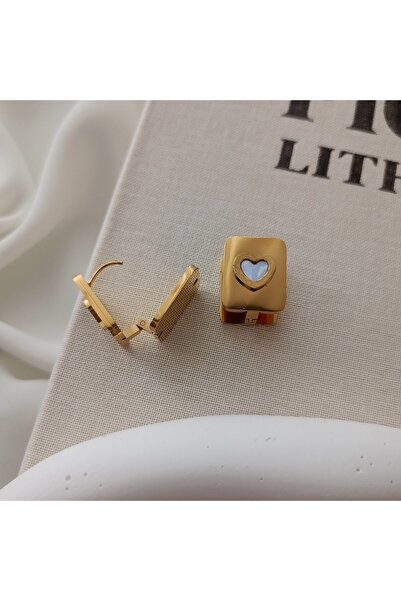 LENTE AKSESUAR 316L Steel Heart and Star Figured Stone Earrings - Antiallergi...