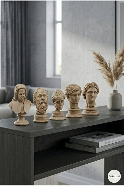 Dekoromi 5'li Filozof ve Antik Heykel Biblo Seti (12cm Boy) Dekoratif Büstler...