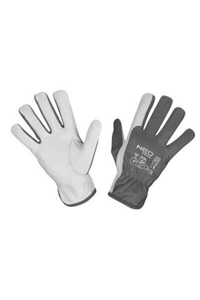 Evelise Goat leather gloves, gray and white, size 8", NEO