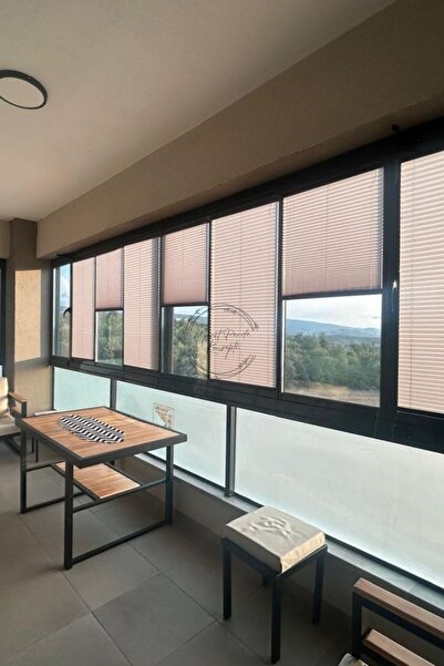 Macit Design Katlanabilir Cam Balkon Plise Perde Koyu Gri (Kancalı Veya Vidal...