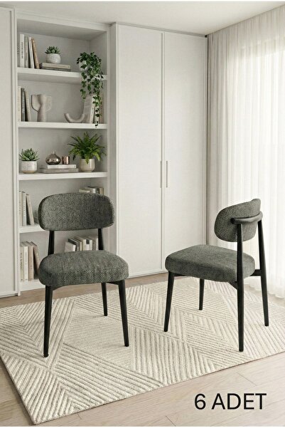 DEREN HOME Pollys Serisi 6 Adet Mutfak Cafe Yemek Odası Sandalyesi Silinebili...