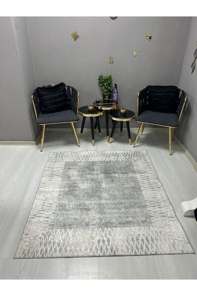 HTC HALI Dijital Baskılı Yıkanabilir Kaymaz Deri Tabanlı Leke Tutmaz Dekorati...