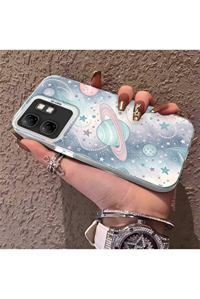 Hontinga غطاء حماية نحيف وصلب للكاميرا متوافق مع هاتف Infinix Hot 50i بنمط فضائي