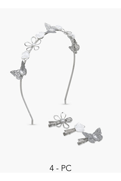 Flora Bella by Shoexpress Pack of 4 Hairband and Hair Clip with Embellished D...