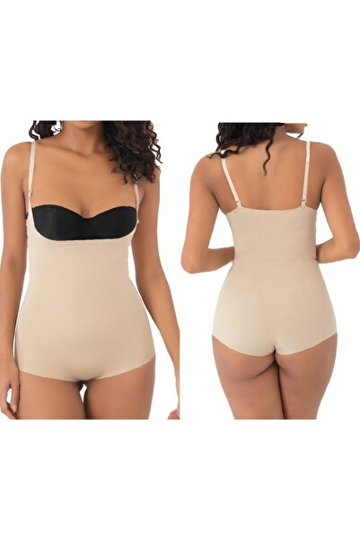bipamuk Kadın Lazer Kesim Çıtçıtlı Body Korse 2 Beden Küçültür Dikişsiz Ayarl...