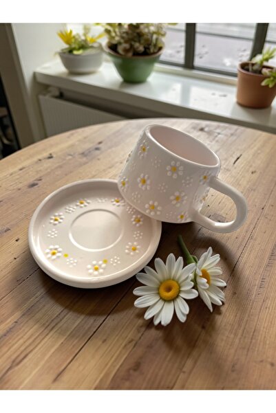 Artistic Quality Decorative Yellow and White Daisy Embroidered, Embossed Deta...