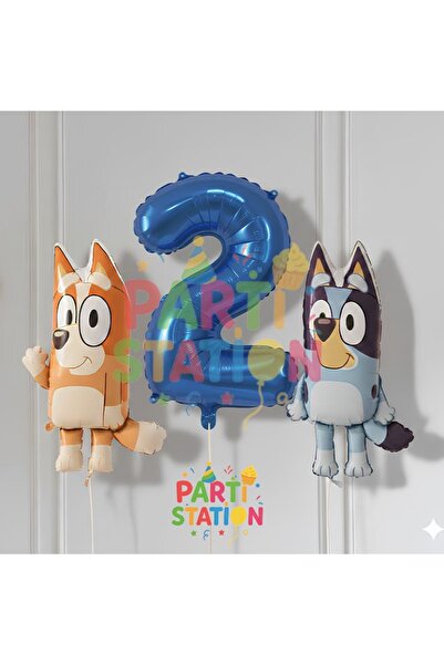 Parti Station Bluey ve Chilli Konsept 2 Yaş Folyo Balon Seti – Rakam Balonlu ...