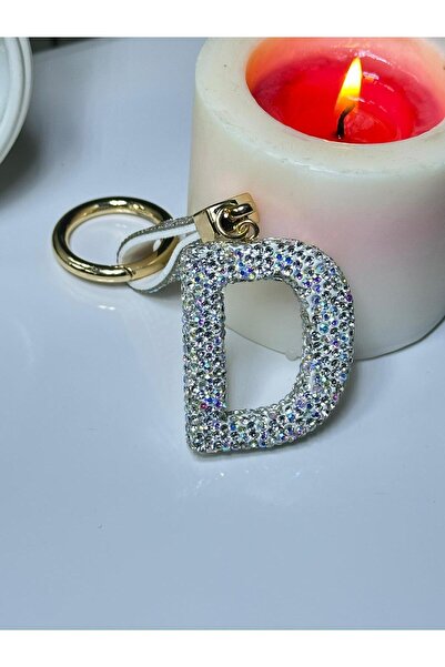 anahtarlık evreni Zircon Stone Letter White Color Keychain, Gift, Bag Ornamen...