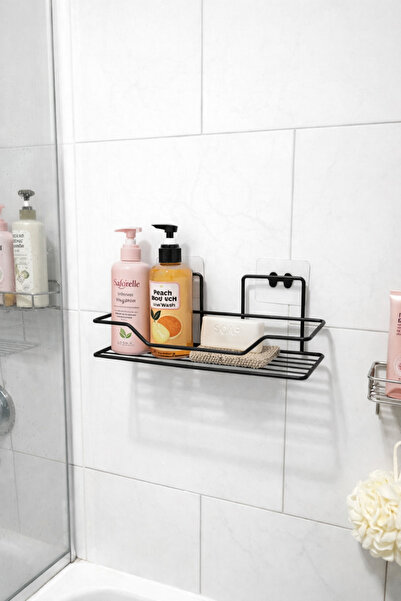 EVRAHATT Yapışkanlı Siyah Banyo Duş Rafı – Delme Gerektirmez