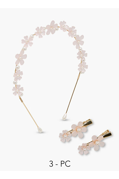 Flora Bella by Shoexpress Pack of 3 Hairband and Hair Clip with Floral Embell...