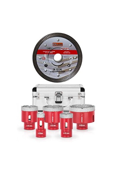 Evelise Carote diamantate profesionale, M14, set 5 buc, 20-68 mm, cu disc dia...