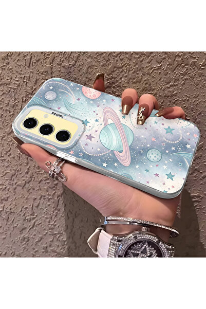 Hontinga حافظة صلبة رفيعة مع حماية للكاميرا بنمط فضائي متوافقة مع هاتف سامسون...