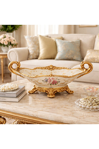 Vi Markets An elegant decorative centerpiece bowl crafted in a classic luxury...