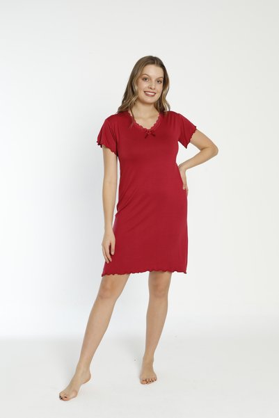 ERDENİZ TEKSTİL Women's Short Sleeve Cotton Nightdress / Plus Size