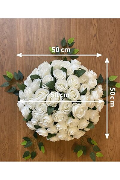 DİVA Kadife Gül Top Çiçek – 50 cm – Vazo / Masa / Dekoratif Yapay Çiçek – Kır...