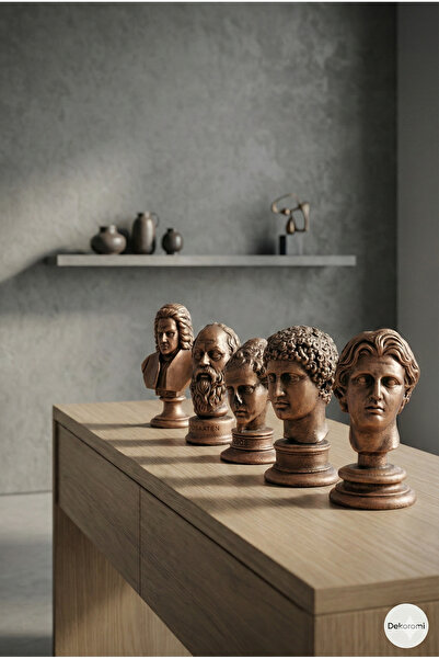 Dekoromi 5'li Filozof ve Antik Heykel Biblo Seti (12cm Boy) Dekoratif Büstler...